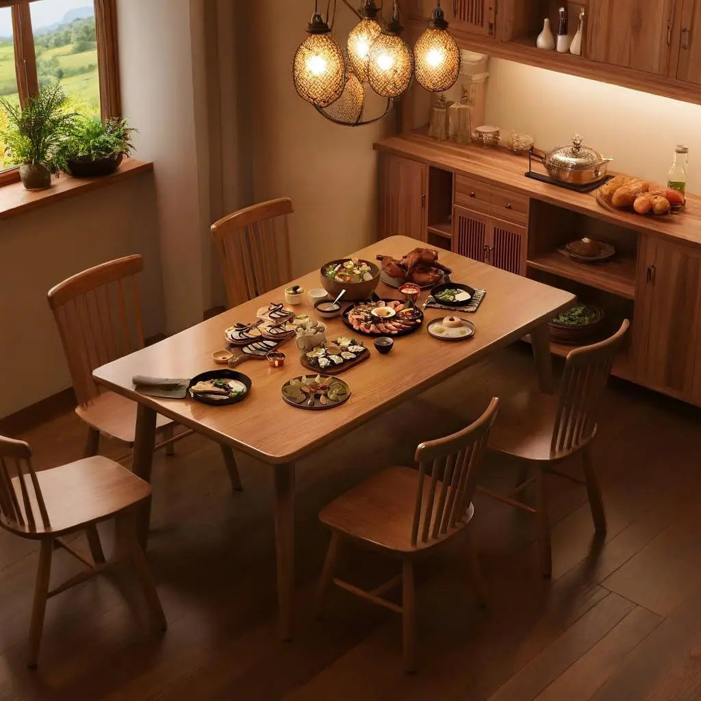Solid wood dining table modern home rectangular dining table Japanese style dining table small apartment simple