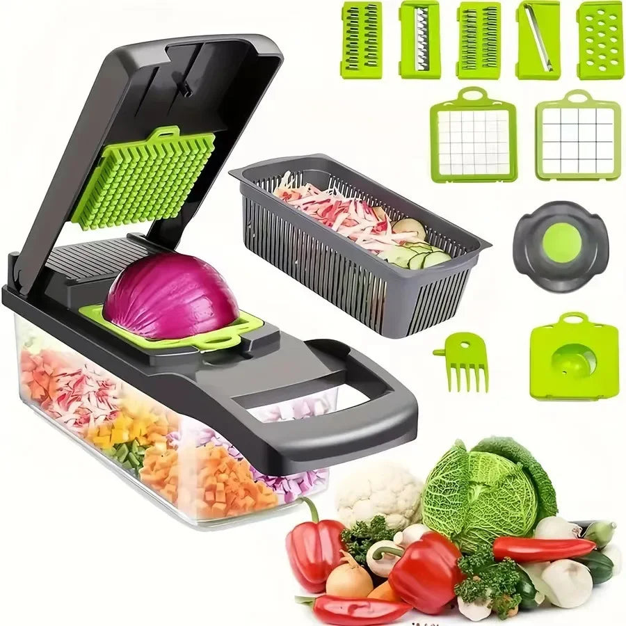 16pcs Multifunctional Vegetable Chopper Handle Food Grater Vegetable Slicer Dicer Kitchen Cutter Egg Liquid Separator Peeler