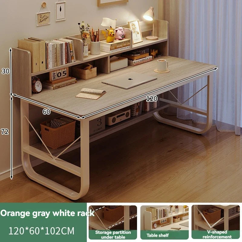 Computer Desk, Desktop, Home Bookshelf Integrated, Student Bedroom, Study Writing, Desk And Chair Combination, Simple Office Des