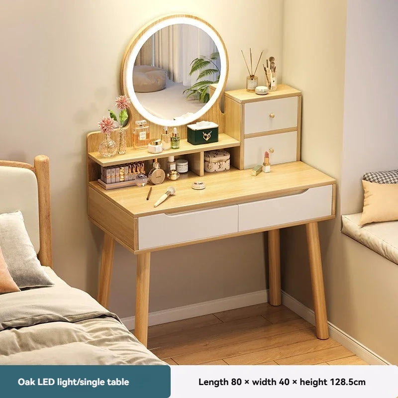 New Chinese style light luxury dressing table, bedroom dressing table, simple small-sized makeup storage desk, integrated dressi