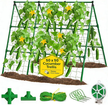50x50 A-Frame Garden Trellis for Climbing Plants - Easy Assembly, Durable Steel, Fits Raised Beds