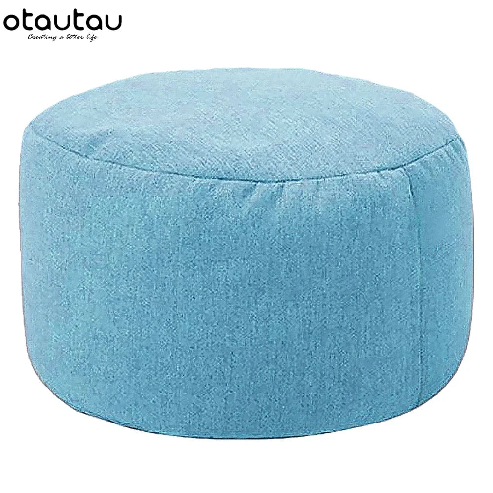 OTAUTAU Linen Bean Bag Chair with Filling Beanbag Pouf Ottoman Footstool Tatami Round Stool Futon Puff Relax Lounge Furniture