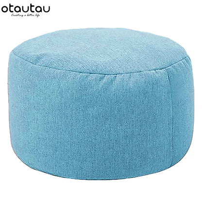 OTAUTAU Linen Bean Bag Chair with Filling Beanbag Pouf Ottoman Footstool Tatami Round Stool Futon Puff Relax Lounge Furniture