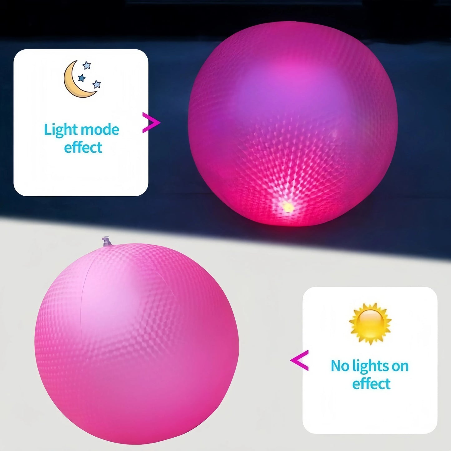 Pool Infaltable Ball - 1 Pack Light Up Beach Balls 8 Light Modes, Pool Beach Games Balls for Outdoor or Indoor Activities