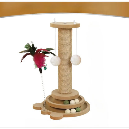 Tall Sisal Cat Scratching Post with Hanging Ball - Premium Vertical Scratcher for Indoor Cats Kittens, Interactive Toy Included