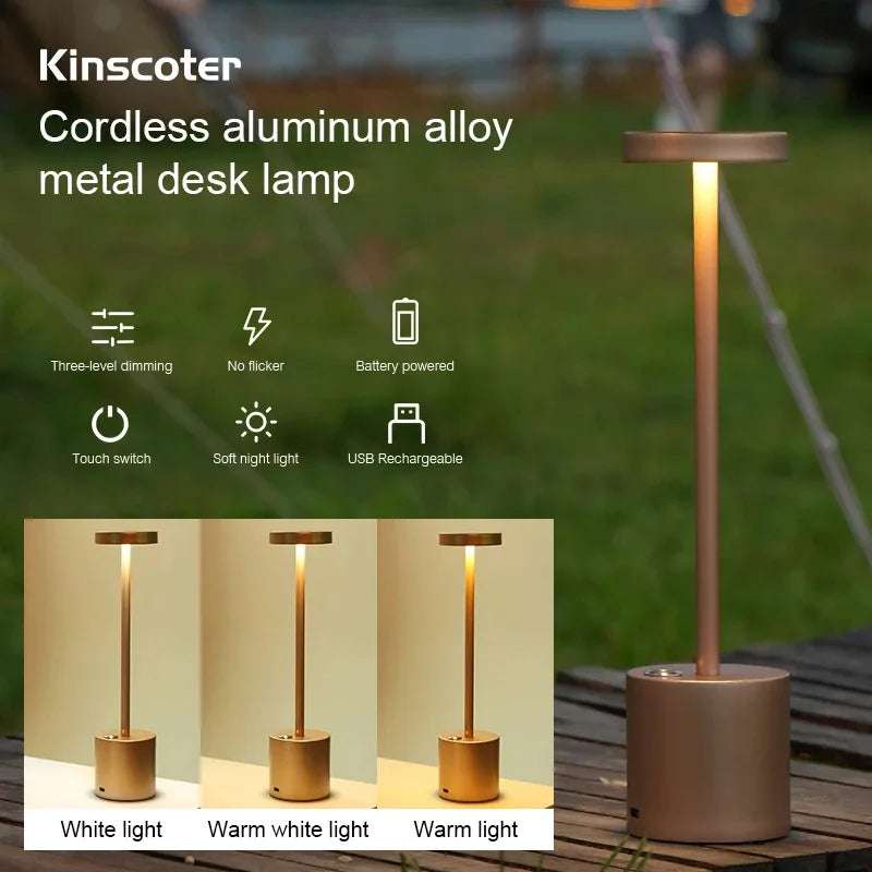 Table Lamp LED Touch Sensor Desktop Night Light Rechargeable Wireless Reading Lamp 3Colors Adjustable Creative Ambient Light