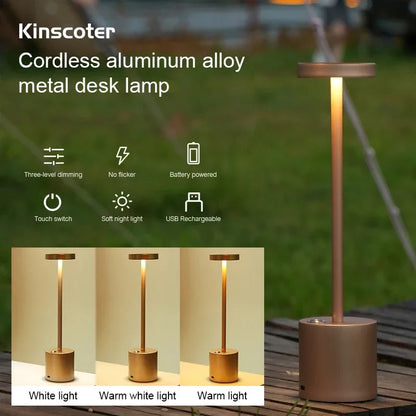 Table Lamp LED Touch Sensor Desktop Night Light Rechargeable Wireless Reading Lamp 3Colors Adjustable Creative Ambient Light