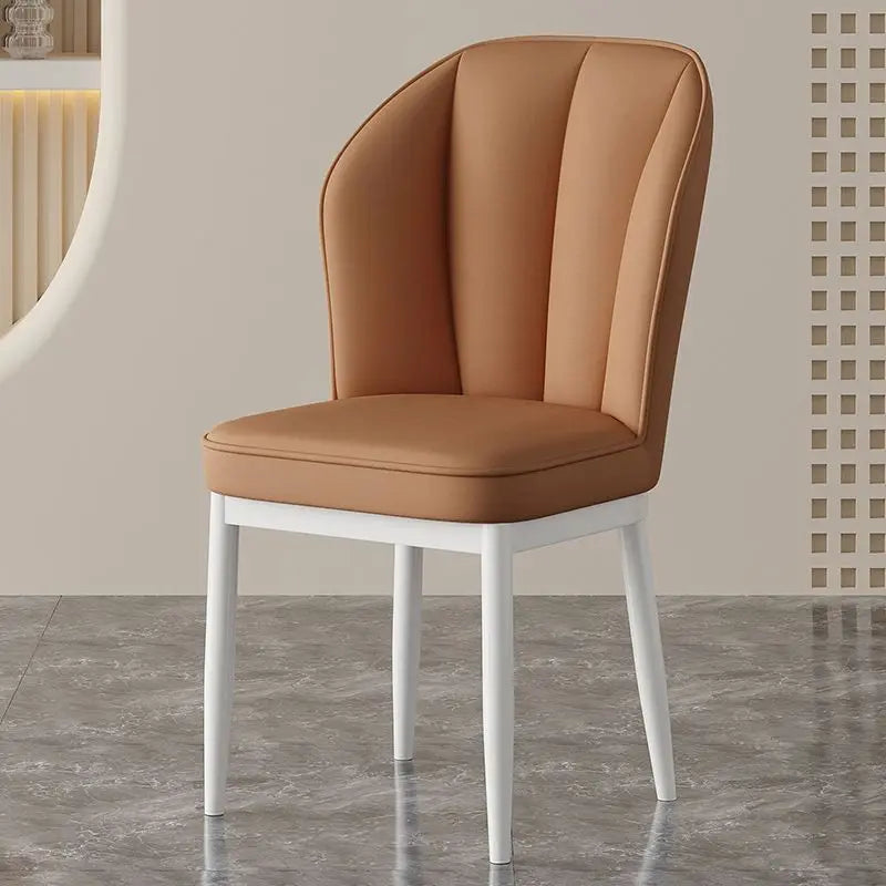 Cream Dining Chair - Modern Minimalist Lounge Chair with Wooden Legs, Mid-Century Accent Chair for Living Room & Dining Room