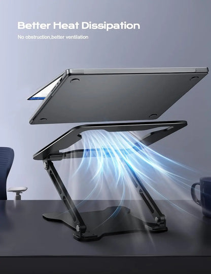 Adjustable Foldable Metal Laptop Stand with Cooling Ventilation for 10-15.6 Inch Notebooks