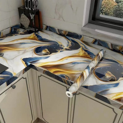 40cm New Marble Kitchen Oil-proof Wall Stickers Self-adhesive Stain-resistant High Temperature Kitchen Wallpaper Home Decorative