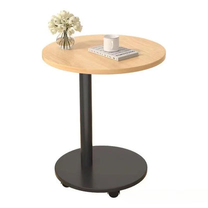 Modern Round Dining Table Portable Foldable Wheeled Side Table Coffee Table Bedside Table Living Room Balcony Sofa End Table