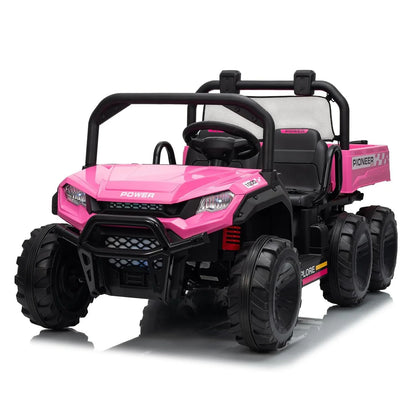 24V 4WD Electric Ride-on Dump Truck For Kids 2-Seater With Parental Remote Control 3 Speeds All-Terrain Off-Road Toy Car