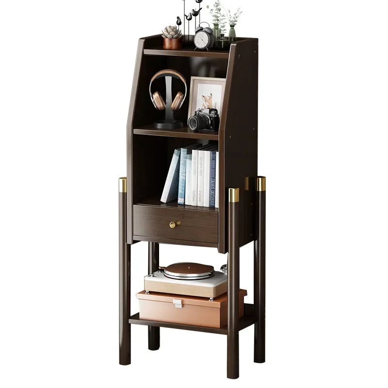 Bookshelf Shelf Floor-to-ceiling bookcase Simple living room wall locker Corner cabinet TV side cabinet Display cabinet Bamboo