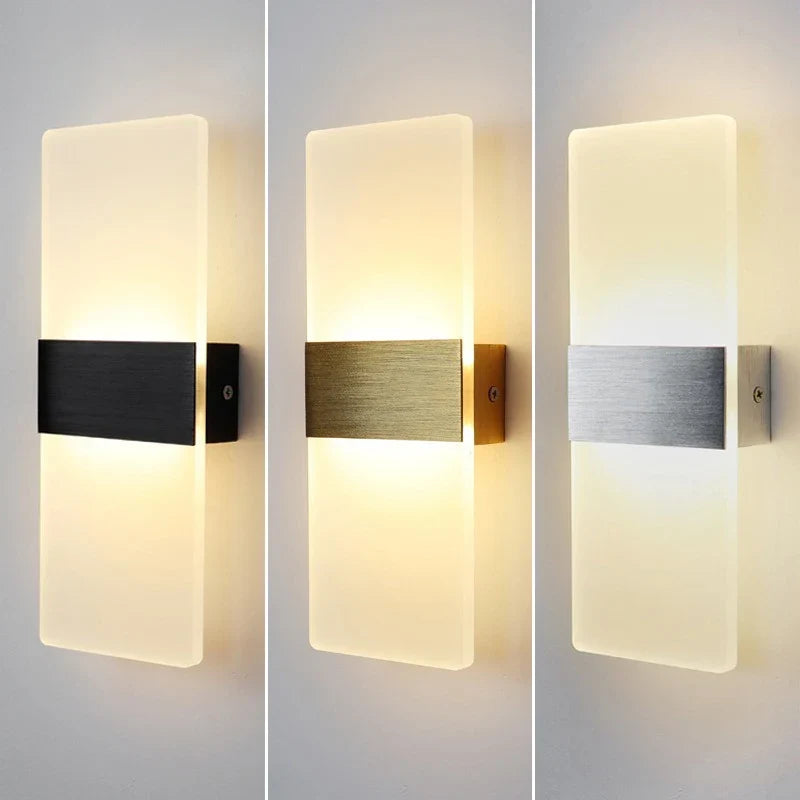LED Acrylic Wall Light AC85-265V Long Style Living Room Corridor Bedroom 3/6/12W  Bedhead Art Decoration Indoor Wall Lights