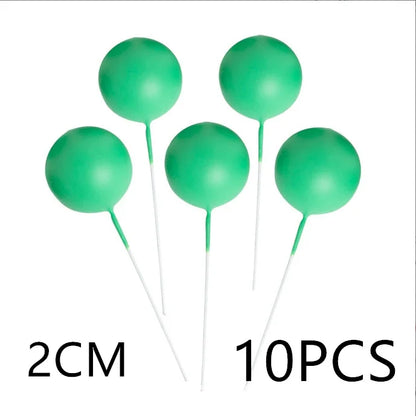 10 Pcs Colour Ball Happy Birthday Cake Topper 3CM Frosted Balls Kids Christmas Party Gift Cake Topper Wedding Dessert Decoration