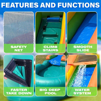 Commercial Grade WhiteInflatable Water Slide with Splash Pool and Air Blower for Party/Rental Inflatable Yard Decorations