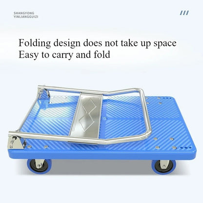 Trolley Folding Pull Goods Small Pull Truck Warehouse Trailer Portable Four Wheels Silent Shopping Trolley Handling Flat Truck