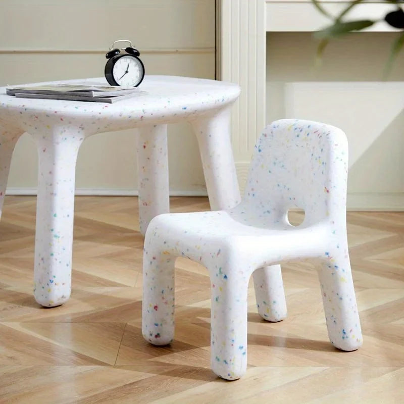 High-Quality Nordic Style Plastic Chair - Compact Outdoor Bench with Backrest, Perfect for Patio & Garden Decor