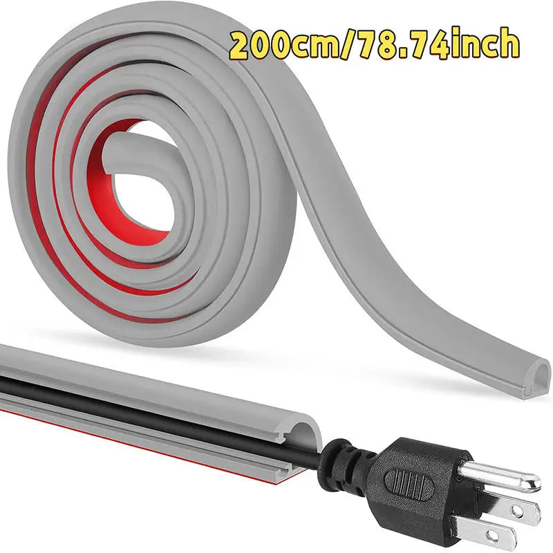 2/3Meter Cord Management Channel Invisible Decorative Wire Cover Anti-Step Protector Adhesive Soft Cable Raceway With Cap