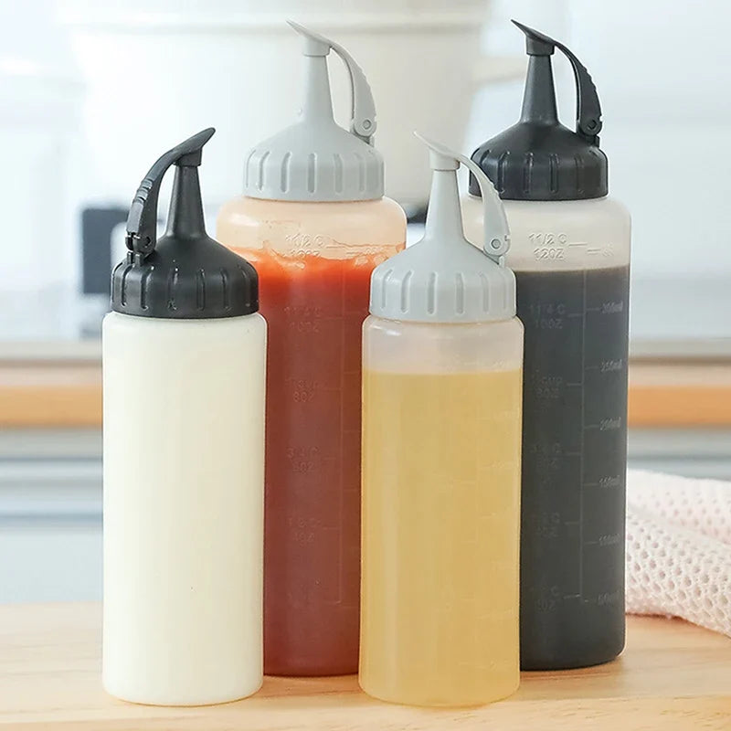 175ML/350ML Large Squeeze Condiment Bottles With Nozzles Ketchup BBQ Sauces Olive Oil Bottle Dispenser Squeeze Sauce Bottle