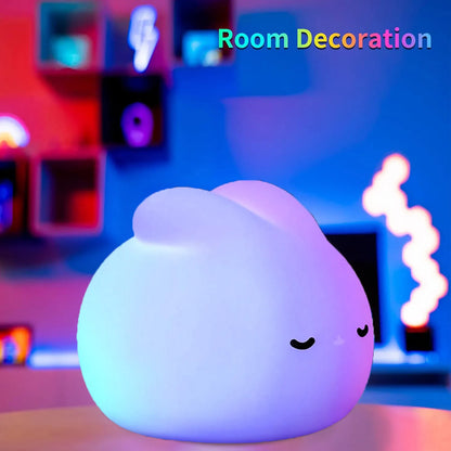 Silicone Rabbit Night Lamp Dream Rabbit Night Light LED Touch Sensor Lamp Timing Desktop Decoration Children's Night Light Gift