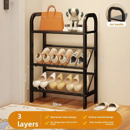 Steel shoe rack household door simple storage space saving metal multi-layer narrow shoe cabinet