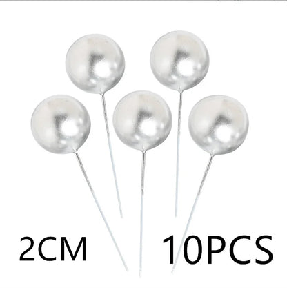 10 Pcs Colour Ball Happy Birthday Cake Topper 3CM Frosted Balls Kids Christmas Party Gift Cake Topper Wedding Dessert Decoration