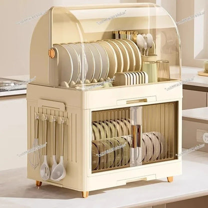 Kitchen Bowl Rack, Tableware Storage Box, Household with Lid, Tableware, Bowl Box, Dish Drain Rack, Plastic Cupboard