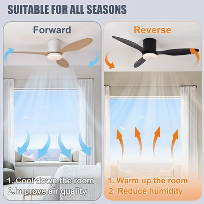 Modern Silent Led Ceiling Fan Lights DC Motor 6 Speeds Timing Fans Loft Remote Control Fan With Lights Bedroom Dining Room
