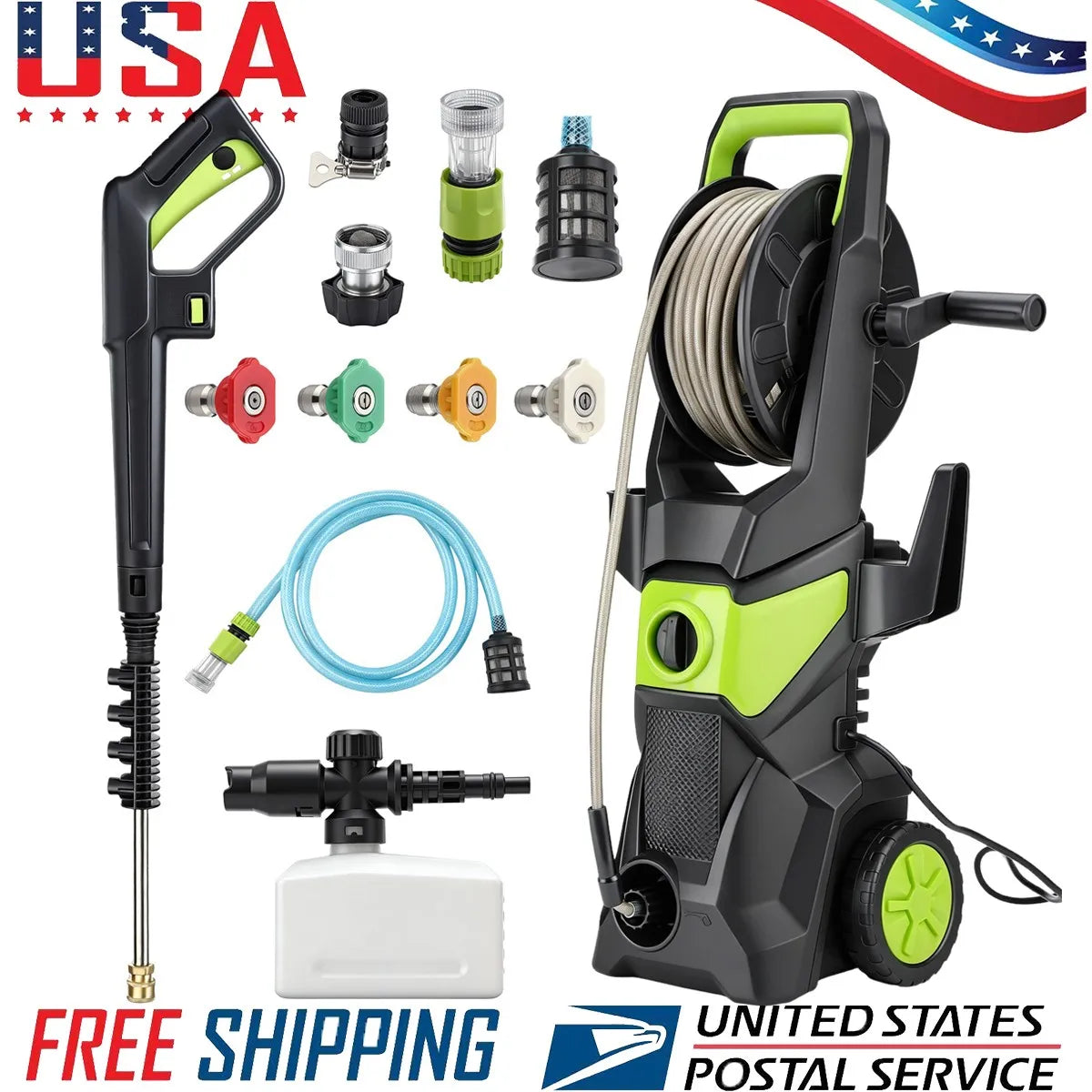 US Electric Pressure Washer 5000PSI Max 3.2 GPM Power Washer Cleaning Machine