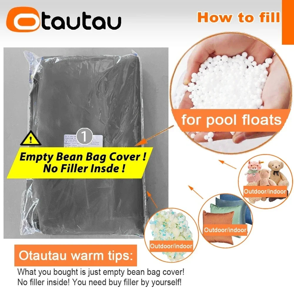 OTAUTAU Outdoor Oxford Bean Bag Cover Swim Pool Float Lounger Beach Club Pouf SF505【No Filler!You Need To Fill It By Yourself!】