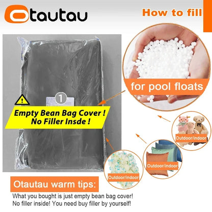 OTAUTAU Outdoor Oxford Bean Bag Cover Swim Pool Float Lounger Beach Club Pouf SF505【No Filler!You Need To Fill It By Yourself!】