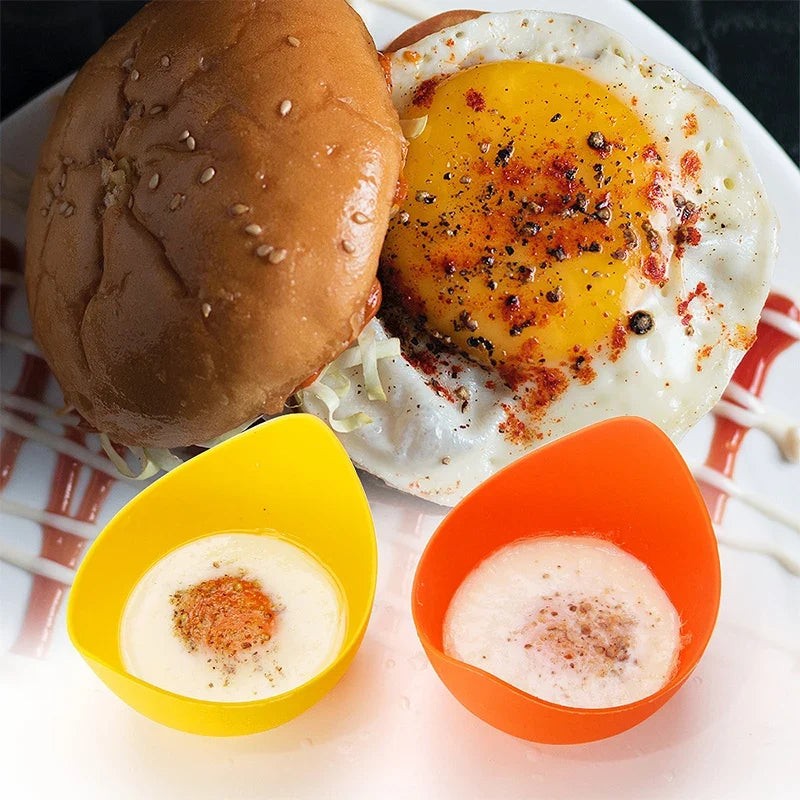 4Pc Silicone Egg Poacher Cups with Ring Standers Nonstick Egg Poaching Cups for Air Fryer Baking Oven Stovetop Egg Cooking YY103