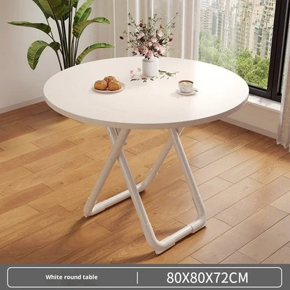 Portable Folding Round Dining Table Space Saving Kitchen Table Small Apartment Balcony Outdoor Lightweight Easy Storage Wood