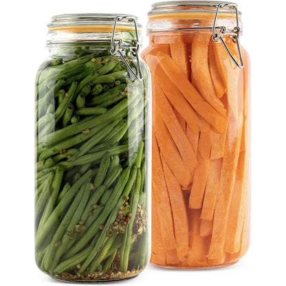HeY LiLac Glass Jars with Lids Kitchen Airtight Glass Jars Wide Mouth Canning Jars with Clip Top Lids Leak Proof Canisters Jars