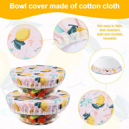 3Pcs Bowl Covers Set Elastic Reusable Bowl Covers 3 Size Dish Covers Cotton Cloth Food Storage Container Cover for Home Kitchen