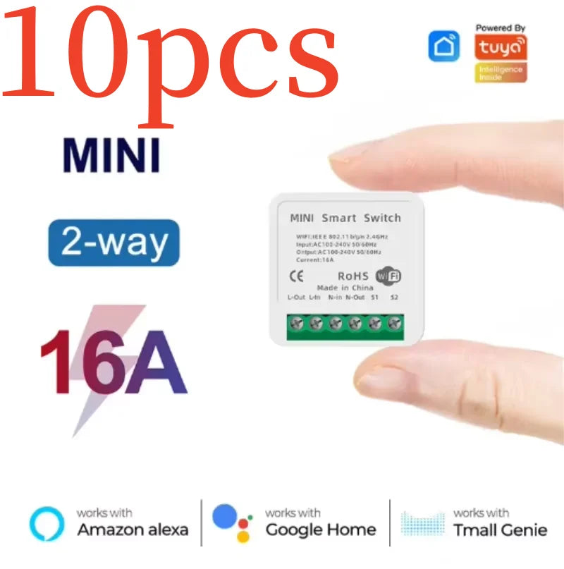 16A Tuya WiFi Smart Switch Module 2-way Control Mini Switch Breaker Smart Life Work With Alexa Google Alice