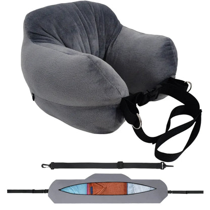 Comfortable Travel Pillow Adjustable U-Shaped Neck Pillow Washable Multi-Functional Fillable Portable Pillow Case for Airplane