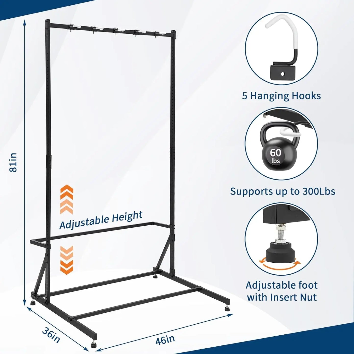 Freestanding 5 Bike Storage Bike Rack Garage Floor Stand Height Adjustable for Backyards Basements Storefronts Workplaces