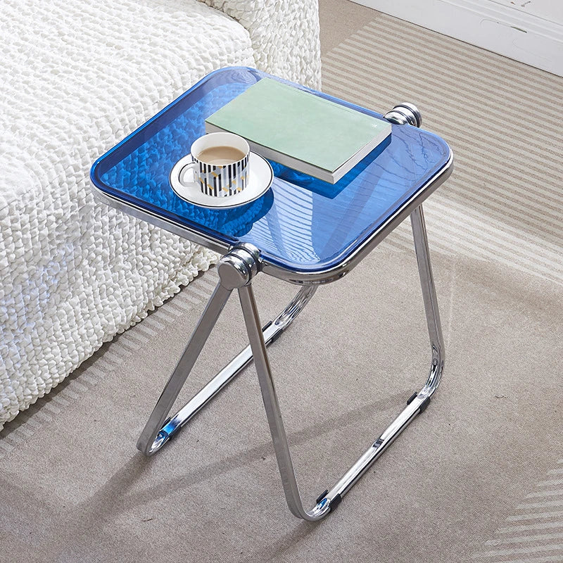 Folding Side Table - Fashionable Transparent Coffee Table for Living Room Sofa Corner & Balcony Coffe Table