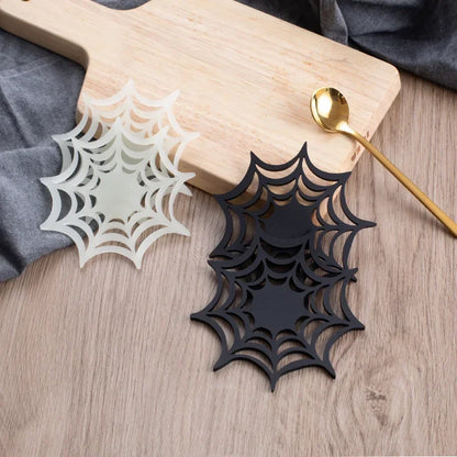 Insulated Coaster, Spider Web Fluorescent Placemat, Luminous Silicone Coaster
