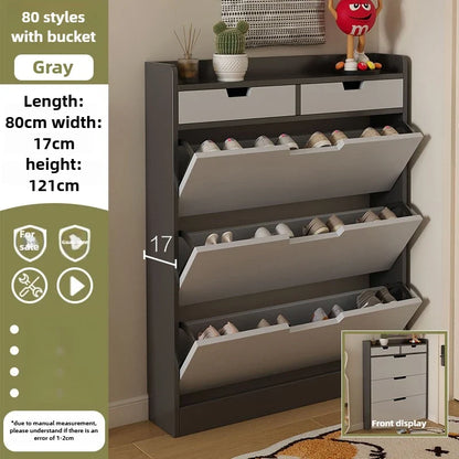 Tipping bucket shoe cabinet, outer entry shoe rack, balcony, entrance cabinet, living room large-capacity storage cabinet