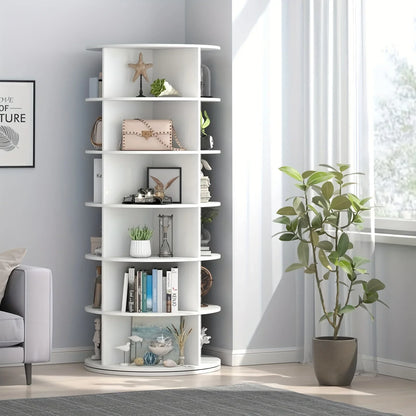 6-Tier Spinning Shoe Rack Organizer - 360 Rotating Tower with Lazy Susan, Heavy Duty Metal Storage for Living Room & Hallway