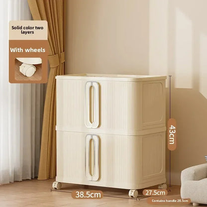 Large Capacity Cream Wind Storage Cabinet Quilt Wardrobe Free Installation Folding Storage Shelf Storage Box Locker