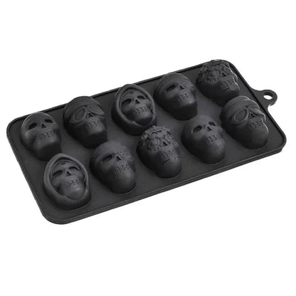 Skull Ice Cube Mold 10 Grid Reusable Silicone Ice Mold  Drinks Whiskey Cocktail Chocolate Ice Cream Kitchen Baking Making Tools