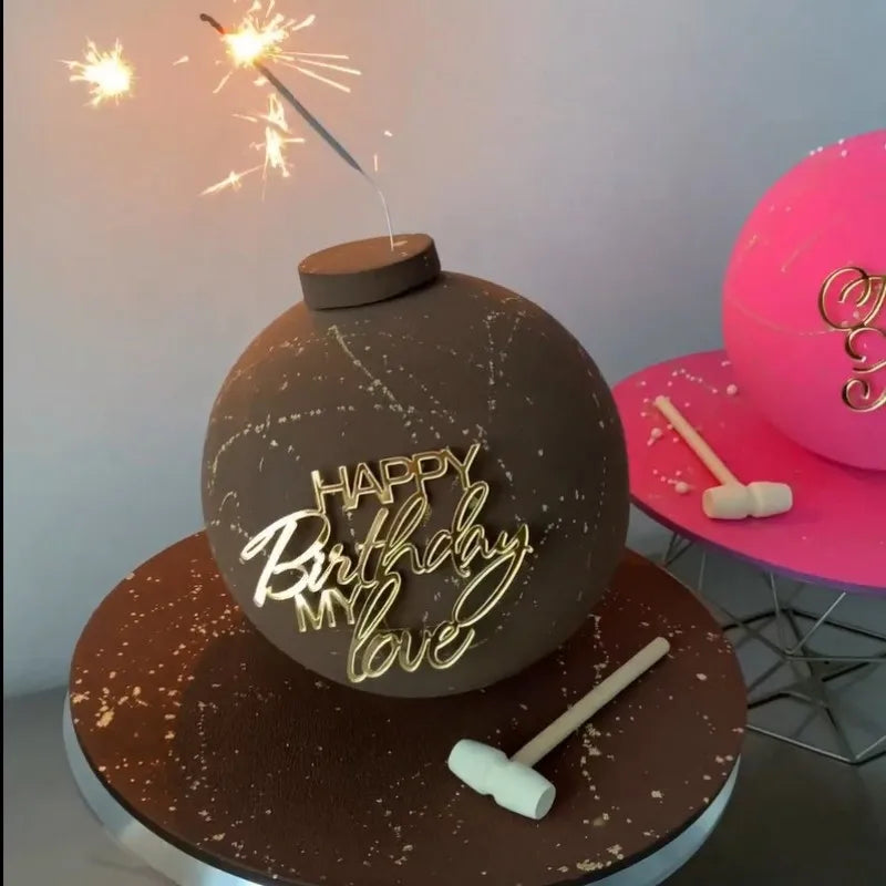 New Happy Birthday Cake Toppers Gold Acrylic Birthday girl Kids Birthday Party Cake Topper Dessert Decoration Baby Shower Gift
