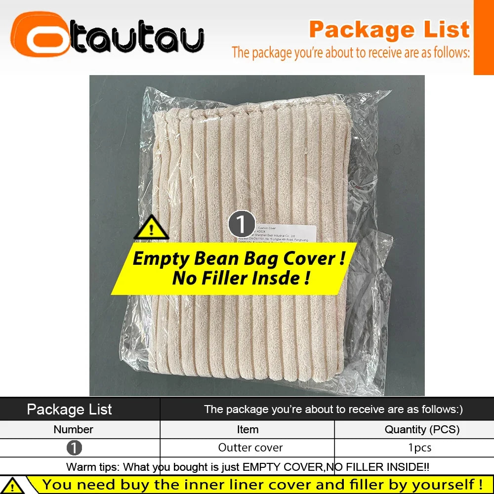 OTAUTAU Corduroy Bean Bag Cover DD025【No Filler Inside! You Need To Buy Filler By Yourself !】