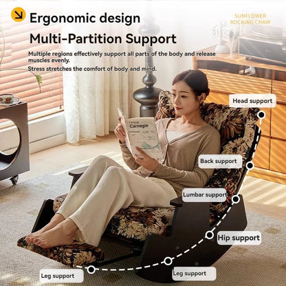 Solid wood retro rocking chair, balcony lounge chair, lazy sofa chair, living room adult leisure chair, single rocking chair