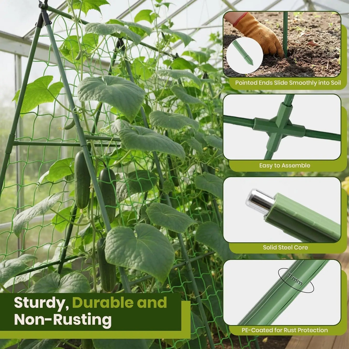 50x50 A-Frame Garden Trellis for Climbing Plants - Easy Assembly, Durable Steel, Fits Raised Beds
