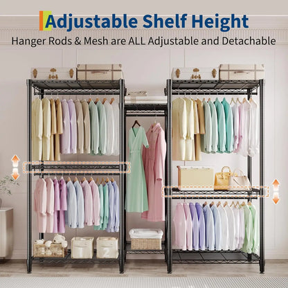 5-Tier Clothes Rack Heavy Duty Garment Rack with 8 Adjustable Shelves 5 Hanging Rods for Hanging Clothes 187W x 44D x 194H cm